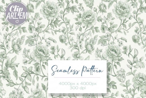 Download Sage Green Toile Seamless Pattern Rose - Premium Resources